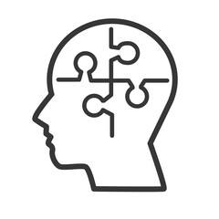 psychology icon - head with Puzzle - obrazy, fototapety, plakaty