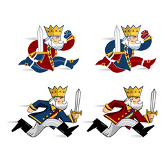 King Run with the Sword.  Mascot/Character Vector Illustration Logo Design Set.