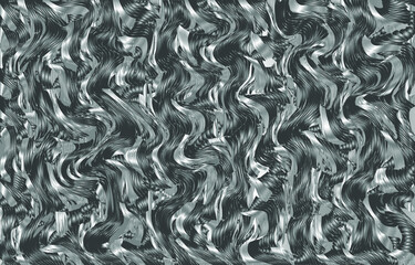 Luxury Silver seamless pattern. Liquid marble swirl texture. Abstract background. Marbling technique fluid dye design for fabric, tile, interior, postcard, banner, cover, wallpaper, website, Vector.