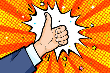 The gesture of Like in pop art style.