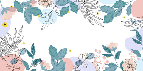 Luxury Floral  background vector, Green and pink flower Natural pattern design for wallpaper, packaging,  fabric, and wrapping background texture.