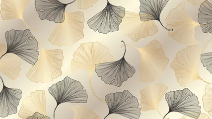 Peel and stick wall murals Toilet Luxury gold Ginkgo background design vector.