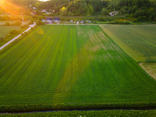 Rural landscape with a river seen from the air