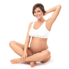 Fototapeta premium Pregnant woman on white background