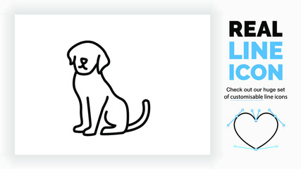 Editable line icon of a dog