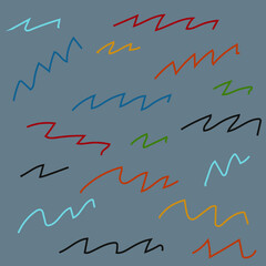 Multicolored zigzags seamless pattern on a gray background. Square.