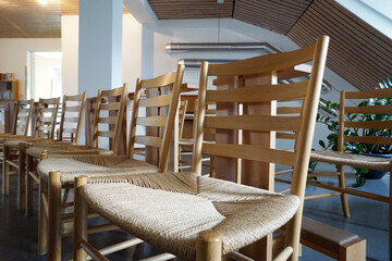 chairs and tables in a restaurant