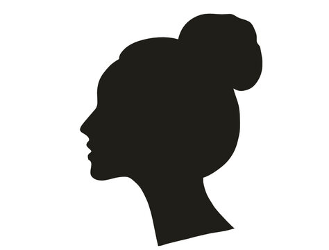 Man And Woman Silhouettes With Face Silhouette On The Background