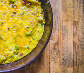 Omelet with eggs, zucchini and cheese