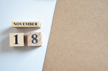 November 18, Empty white - brown background.