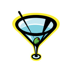 Vector color alcohol coctail drink in glass isolated on a white in EPS10.