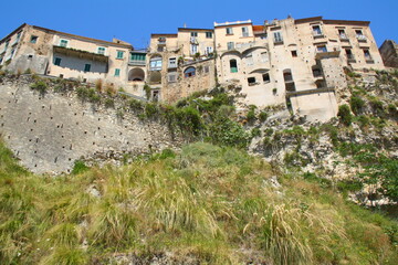 Fototapeta na wymiar Houses on the rocks - landmarks og Tropea, South Italy
