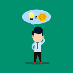 businessman think of ideas to get money