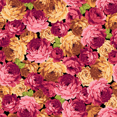 Fototapeta na wymiar Seamless vector pattern of a rose elegant beautifully,