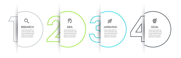 Vector Infographic thin line design with icons and 4 options or steps. Infographics for business concept.