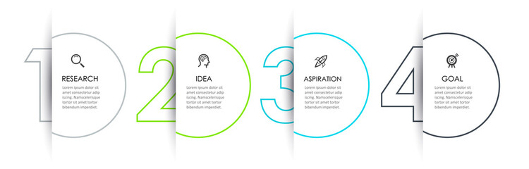Vector Infographic thin line design with icons and 4 options or steps. Infographics for business concept.