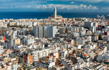Skyline of Casablanca, Morocco. - obrazy, fototapety, plakaty
