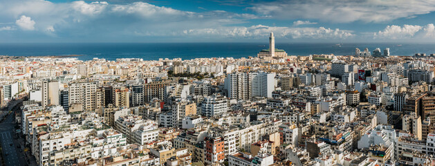 Panoramic view of Casablanca skyline.  - obrazy, fototapety, plakaty