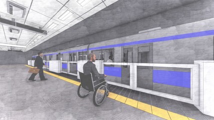 電車黄色 ホーム ドア開く 人有り イラスト71 Airfield Wall Mural Airfie Hiro Studio 電車黄色 ホーム ドア開く 人有り イラスト71 Airfield Wall Mural Airfie Hiro Studio