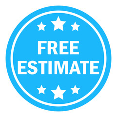 Free estimate. Blue round starry icon.