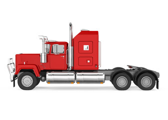 Red Semi-trailer Truck Isolated