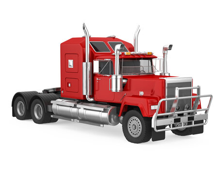 Red Semi-trailer Truck Isolated