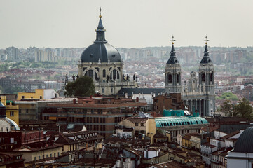 Naklejka premium Madrid rooftop view of the city skyline in Spain.