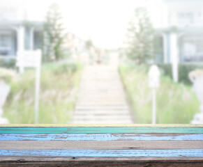 Table Top And Blur Exterior Of Background