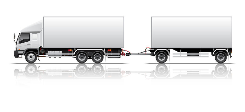 VECTOR EPS10 - commercial cargo trailer truck template, 3+2 axle,
isolate on white background.