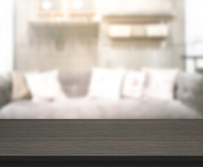 Fototapeta na wymiar Table Top And Blur Living Room Of Background