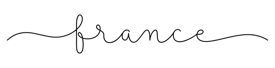 FRANCE black vector monoline calligraphy banner with swashes