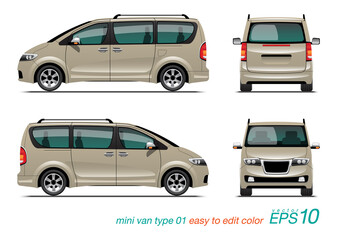 VECTOR EPS 10 - mini van design template, MPV car, isolated on white background. © Thanit