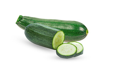 zucchini and slice isolated on a white background