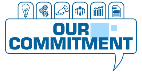 Our Commitment Blue White Comment With Symbols On Top 