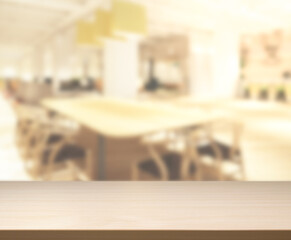 Table Top And Blur Restaurant For  Background