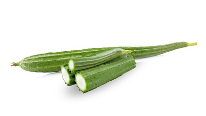 fresh angled Loofah on a white background,isolated