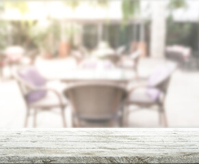 Table Top And Blur Restaurant For  Background