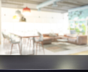 Table Top And Blur Restaurant For  Background