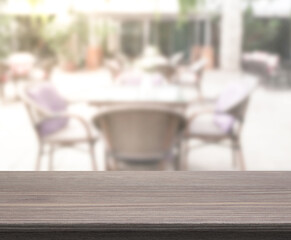 Table Top And Blur Restaurant For  Background