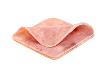 Ham slices isolated on white background