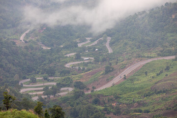 Fototapeta premium Fog, city, uphill