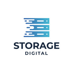 hard disk logo vector with storage digital technology