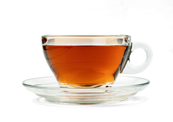 Transparent cup of tea isolated on white background ,include clipping path