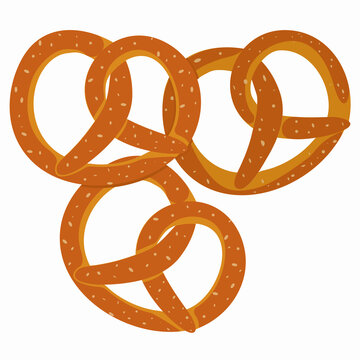 recommend clip art: Set of pretzel isolated image in flat style on white background.