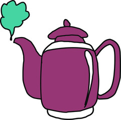 Tea or coffee pot. Single hand drawn doodle vector illustration.