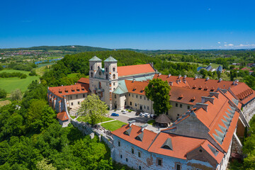 Fototapeta na wymiar Tyniec Abbey in Kracow. Aerial view of benedictine abbey. Cracow, Poland.