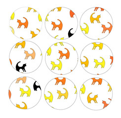 circles with ginger and black cat