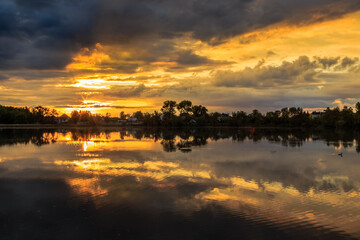 Fototapeta premium Sunset in Ukraine. Kiev region. 31. 05. 2020