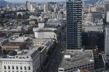 Beautiful aerial view of the San Francisco, USA. View of the Downtown, and San Francisco streets.