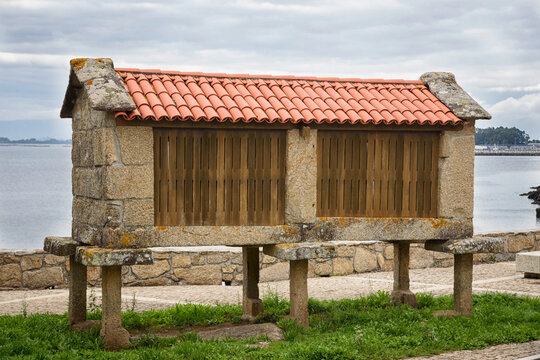 Horreo in Cambados, Rias Bajas, Pontevedra, Galicia, Spain, Europe.